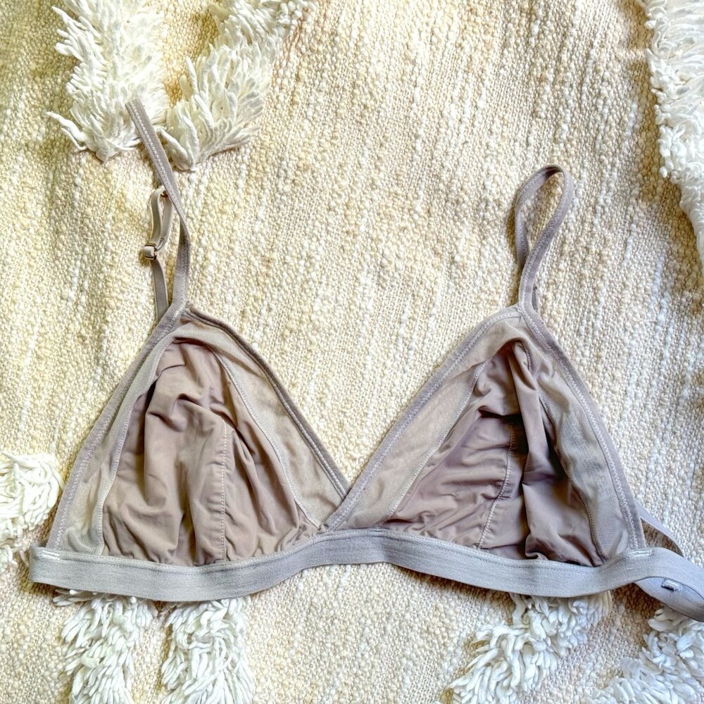 Madewell Sheer Mesh Bralette, Silver Gray, Size L